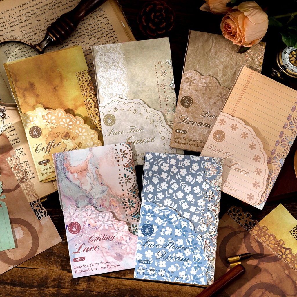 Journamm 20sheets Aesthetics Lace Memo Pad Decor Junk Journal DIY ...