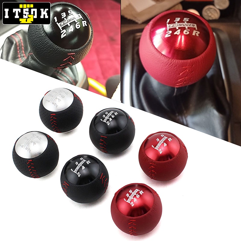 【ITSOK】Mugen Shift Knob 5/6 Speed Leather Shift Stick Gearbox For Honda Civic Accord City FD2
