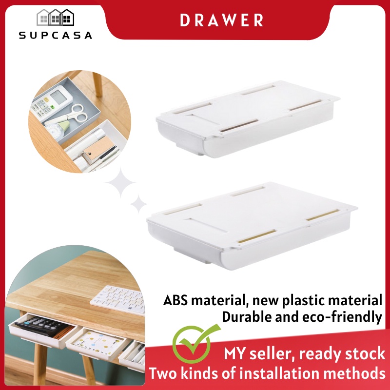 Under table drawer organizer box Self-adhesive storage box Self ...