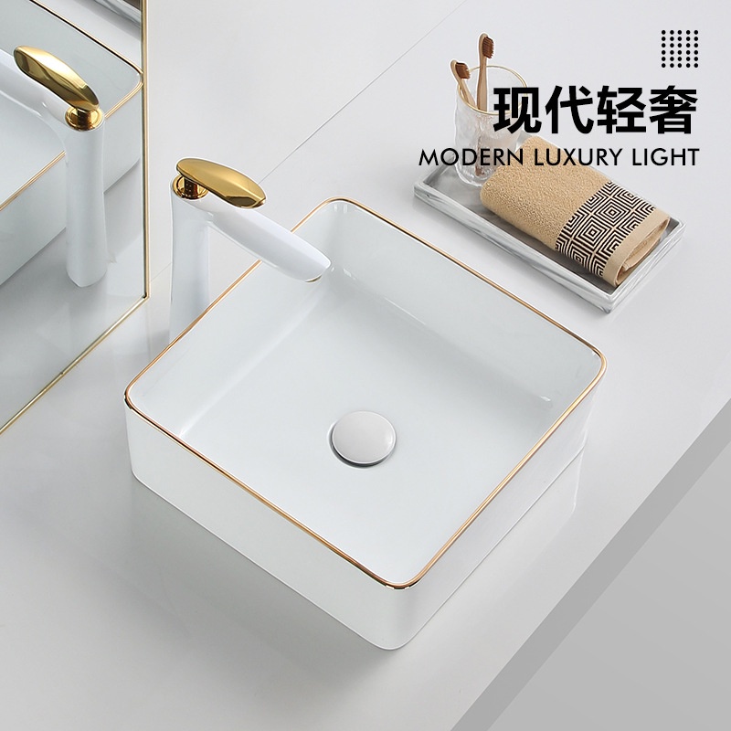 Bathroom Sink and Faucet Combo Modern Above Counter Bathroom Sink Porcelain Ceramic Vanity Sink