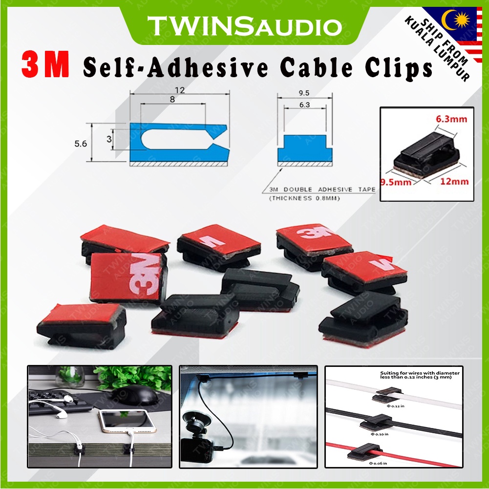 3M SelfAdhesive Cable Clips Wire Organizer for Cable Management Cable Wall Clips Shopee Malaysia