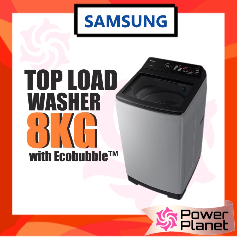 Samsung 8KG Top Load Washer with Ecobubble WA80CG4545BYFQ Washing Machine (Light Gray) Mesin