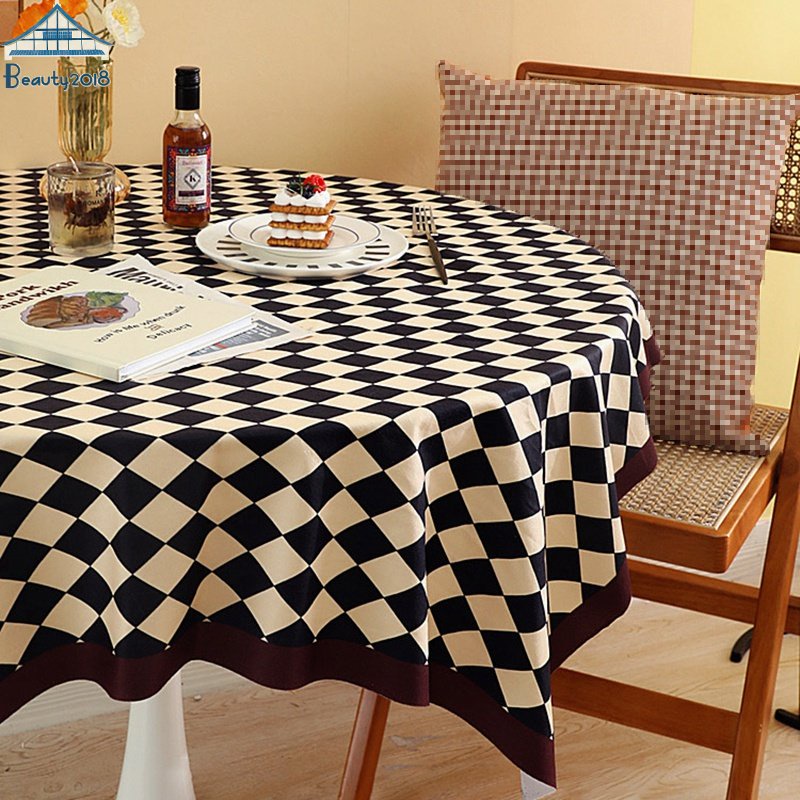 Retro Checkerboard Tablecloth Ins Dust Cover Desk Dining Table Cover ...