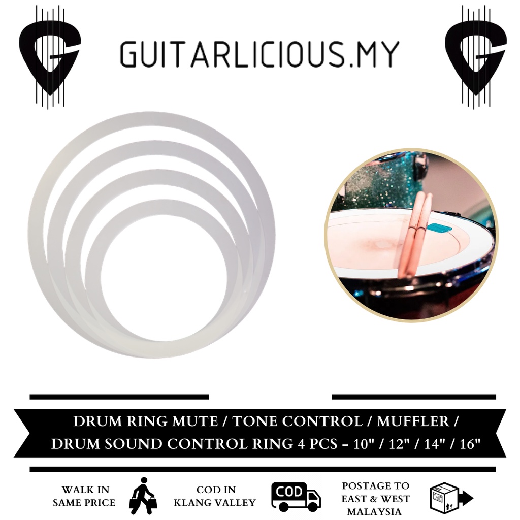 Drum Ring Mute / Tone Control / Muffler / Drum Sound Control Ring 4 pcs ...