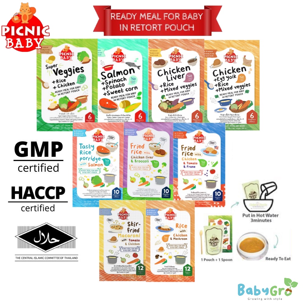 [ Halal ] Picnic Baby Ready To Eat Food Pouch Instant Food 6m+ / 10m