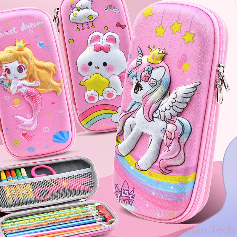 Unicorn Pencil Box Stationery Box Cute Pencil Case 3D Kawaii EVA Large ...