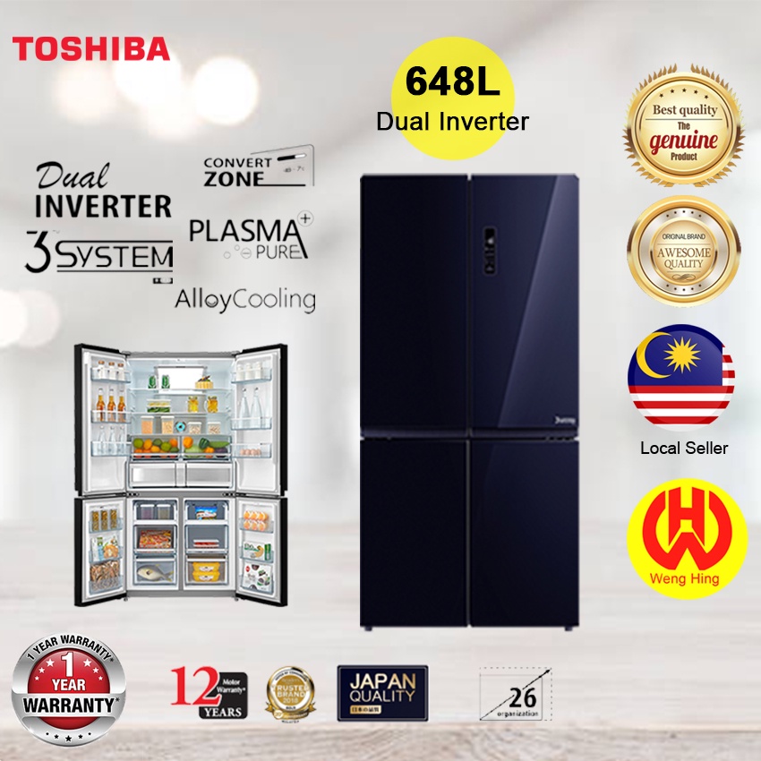 Toshiba 648L Multi-Door Dual Inverter Refrigerator GR-RF646WE-PGY(24 ...