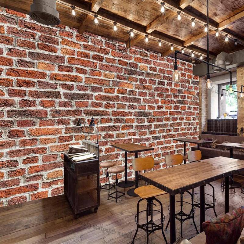 Custom Retro Red Brick Wall Restaurant Background Industrial Decor