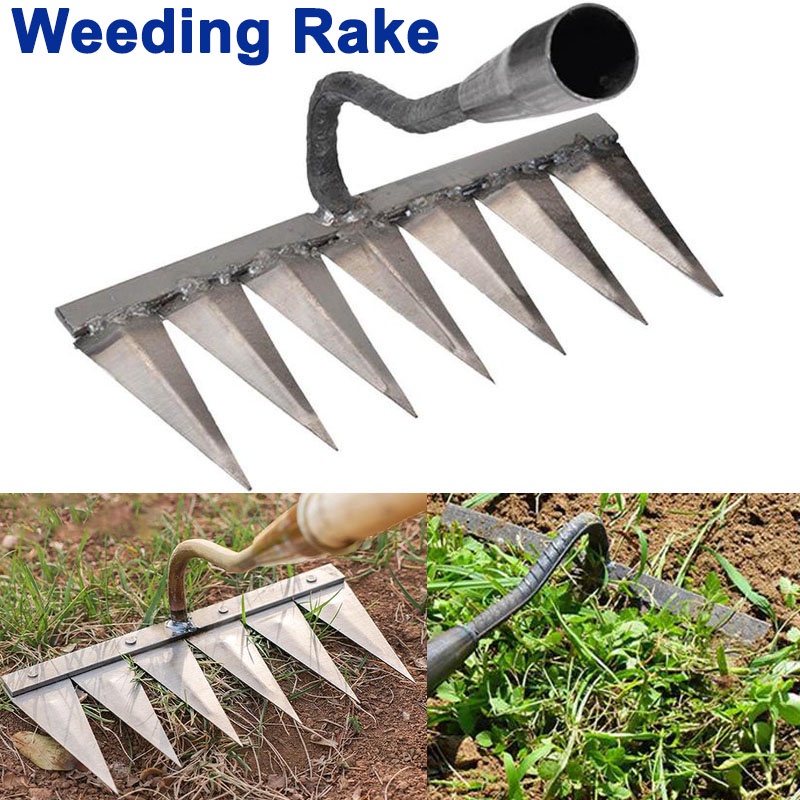 Weeding Rake Steel Gardening Hoe Farm Tool Grasping Raking Level Loosen ...