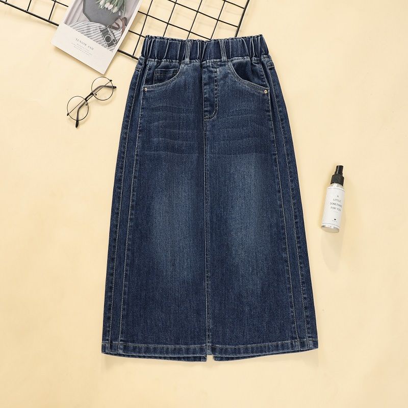 Plus Size S-4XL Women's Elastic Waist Denim Skirts Casual A-line Female ...