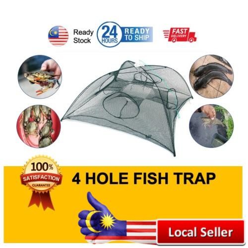 Perangkap Sangkar Ikan 4 Pintu Tangkap Udang ketam Ikan Fish Trap Cage Net  Portable Fishing Net Shrimp Cage Nylon