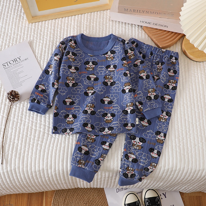 0-15yrs Cotton Pajamas Set For Baby Girl Baby Boy Lovely Dog Jacquard 