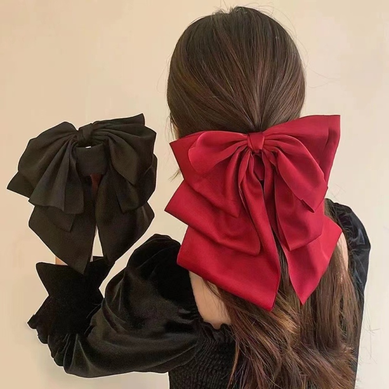 Oversized Bow Ribbon Hairpin Exaggerated Bow Hair Clip Satin Ribbon ...