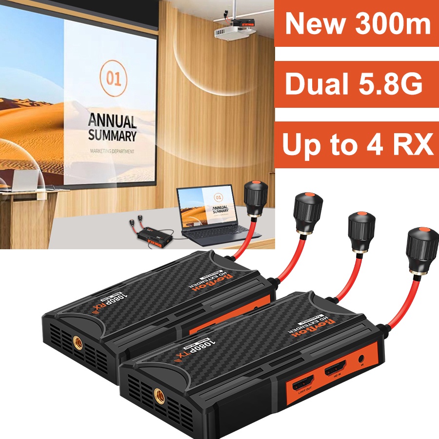 300m Wireless HDMI Extender Video Transmitter and Receiver Dual 5.8Ghz