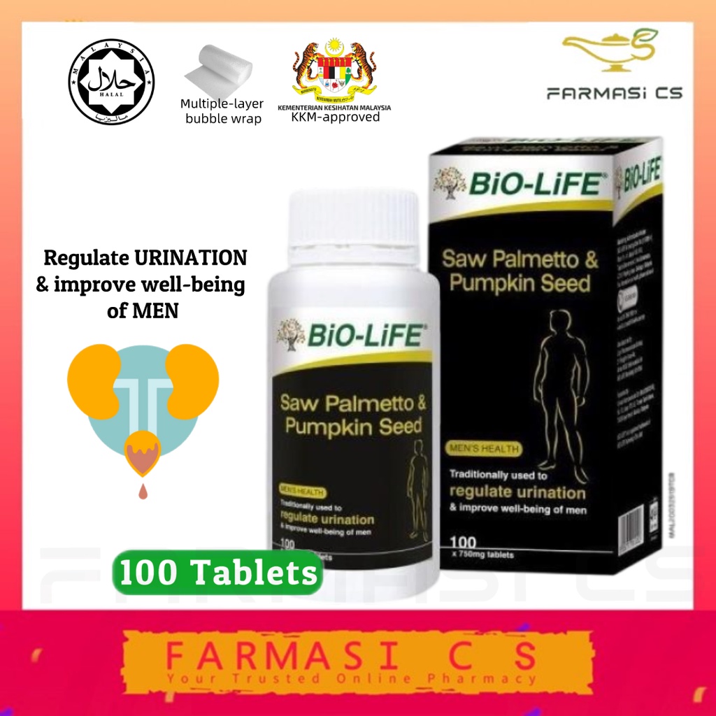 BioLife Saw Palmetto & Pumpkin Seed 100 Tablets EXP05/2025 Improve