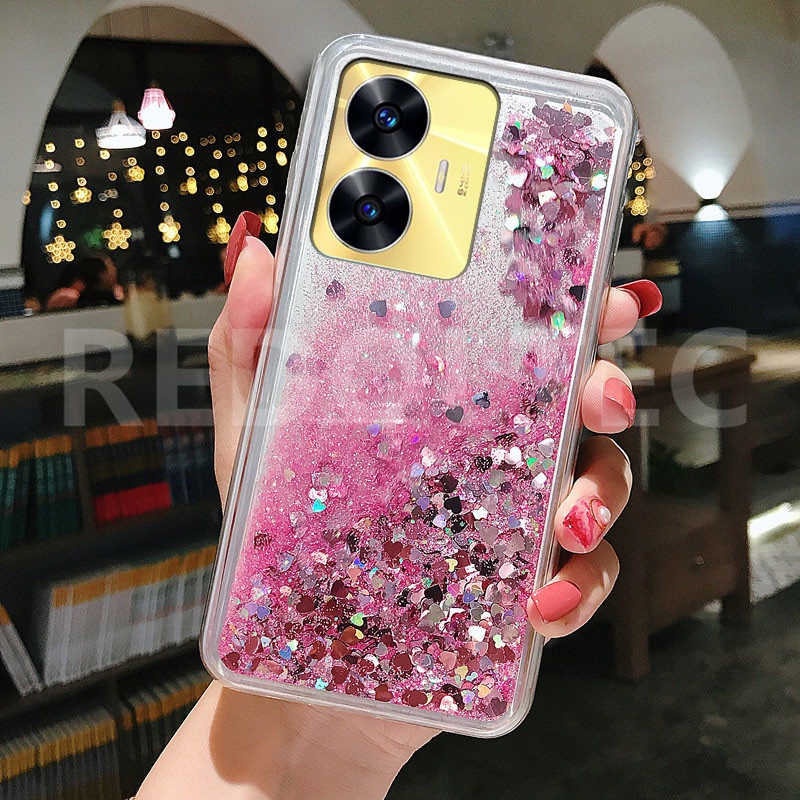 Case Realme C55 Bling Liquid Quicksand Glitter Transparent Silicone Back  Cover