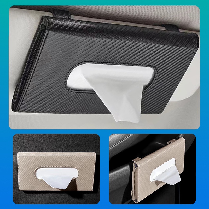 Sun Visor Tissue Box Holder Carbon Fiber Car Tissue Box For Universal