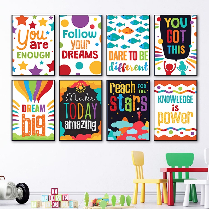 Classroom Inspirational Poster Kids Education Classroom Wall Banner ...