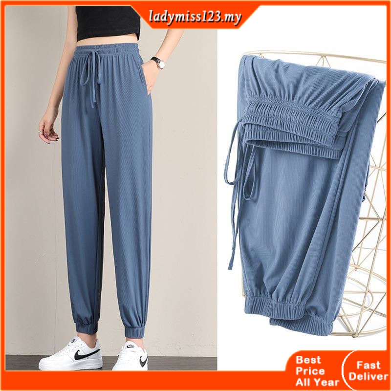 Ready Stock Plus Size Women's Casual Fashion Solid Mid Waist Long