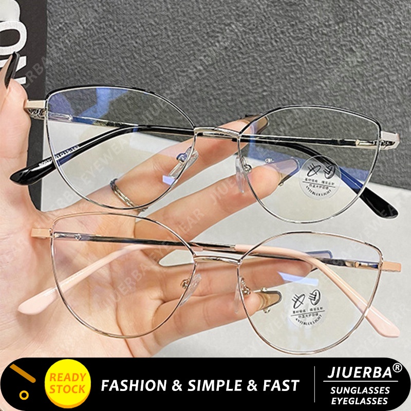 Jiuerba Vintage Cat Eye Round Frame Eyeglasses Korean Fashion Anti