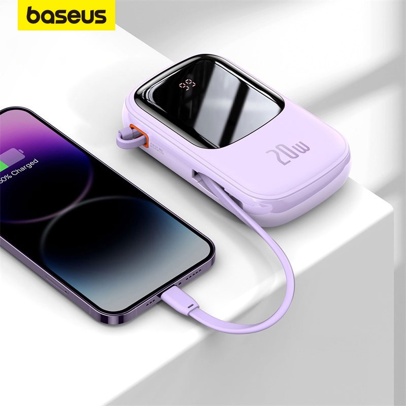 Baseus Power Bank PD Fast Charging Built In Cables External Battery ...