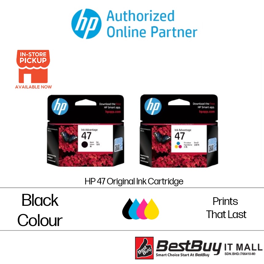 HP 47 Black/Color Original Ink Cartridge 6ZD21AA/6ZD61AA | Shopee Malaysia