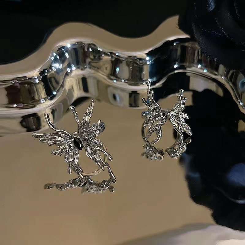 Liquid Metal Butterfly Rings Irregular Aesthetic Gothic Y2k Ring ...