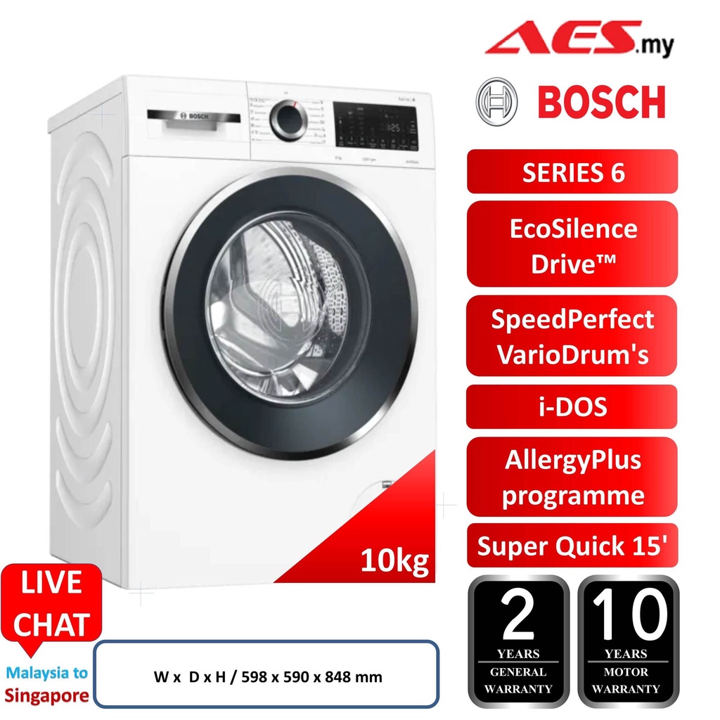 BOSCH WGG254A0SG 10KG 1400rpm SER6 ECOSILENCE DRIVE I-DOS SYSTEM SPEED ...