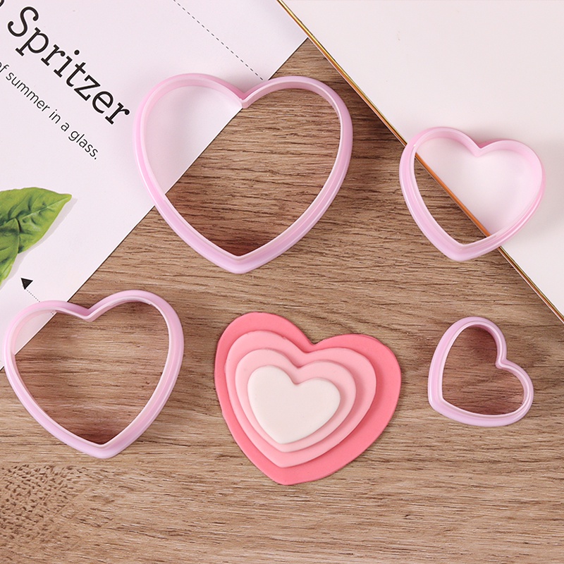 4PCs Heart Shaped Cookies Cutter Heart Shaped Cookie Mold Cake