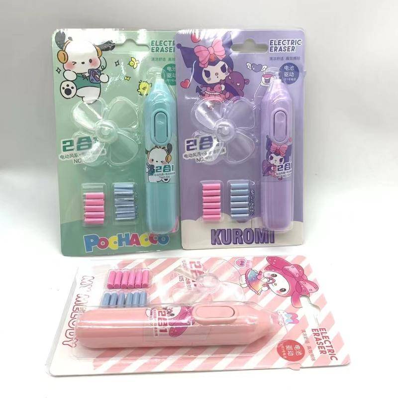 3 styles Sanrio Mymelody Kuromi Pachacco Electric Eraser Pencil Drawing