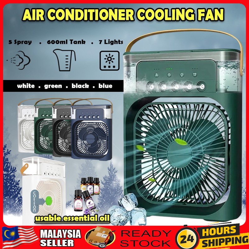 6 Inches Air Conditioner Cooling Fan With 5 Sprays 7 Color Light ...