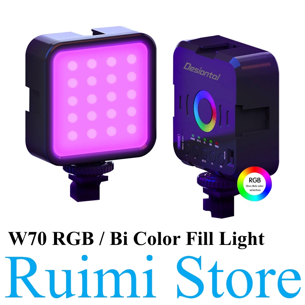 Desiontal W70 RGB LED Video Fill Light 1200mAh Photography Lamp 3000