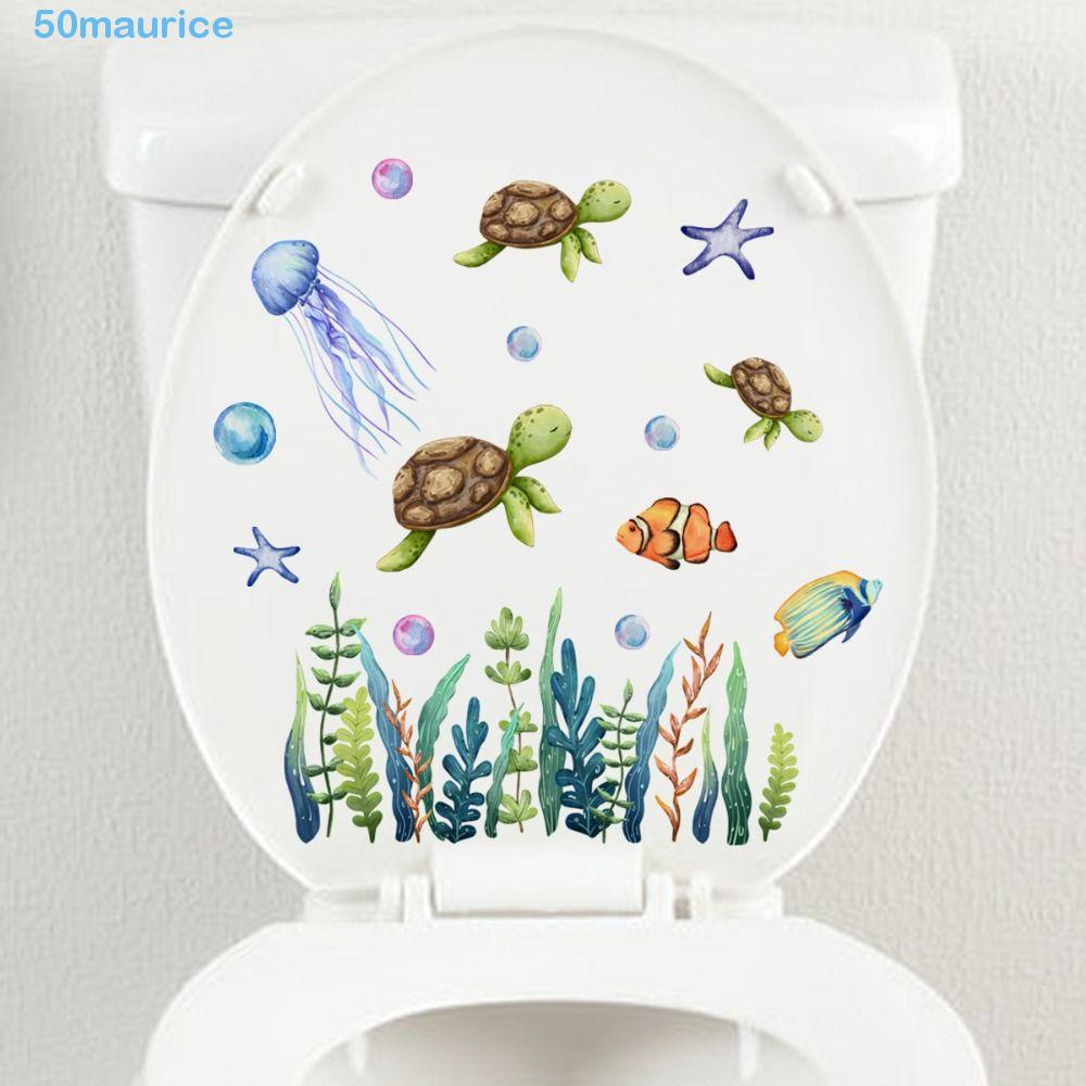 MAURICE Seaweed Decal, Removable Jellyfish Toilet Stickers, Cute Sea ...