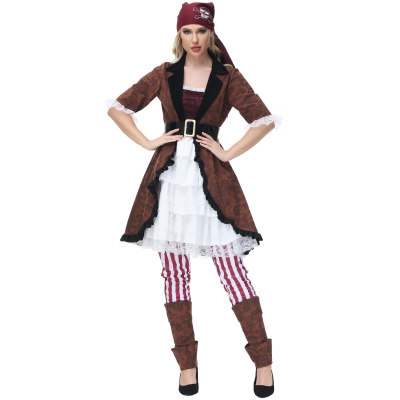 Adult Women Ocean Maritime Explorers Somali Pirate Captain Dress Pants Feet Covers Halloween 9189