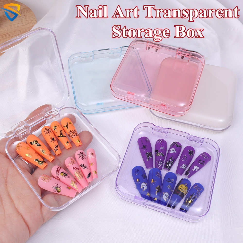 5 Colors Waterproof Fake Nails Storage Box Square Flip Tool Boxes High