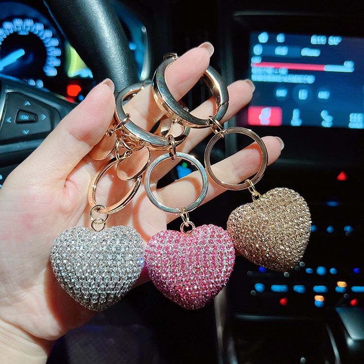 Keychain Pendant Heart Keychain For Car Full Diamond Love Keychain