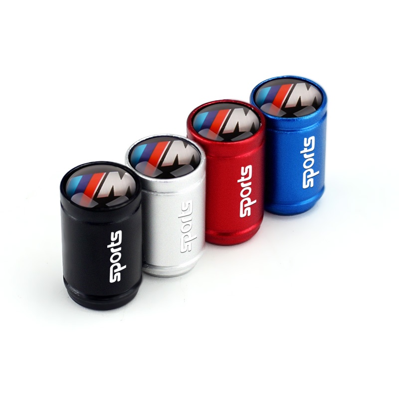 4 Bouchons Valve Air Aluminium Pour Pneus - Noir, Argent, Bleu, Rouge - Neuf
