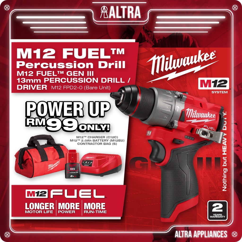 M12 FUEL™ Gen III 13mm Percussion Drill/Driver / Impact Drill / M12