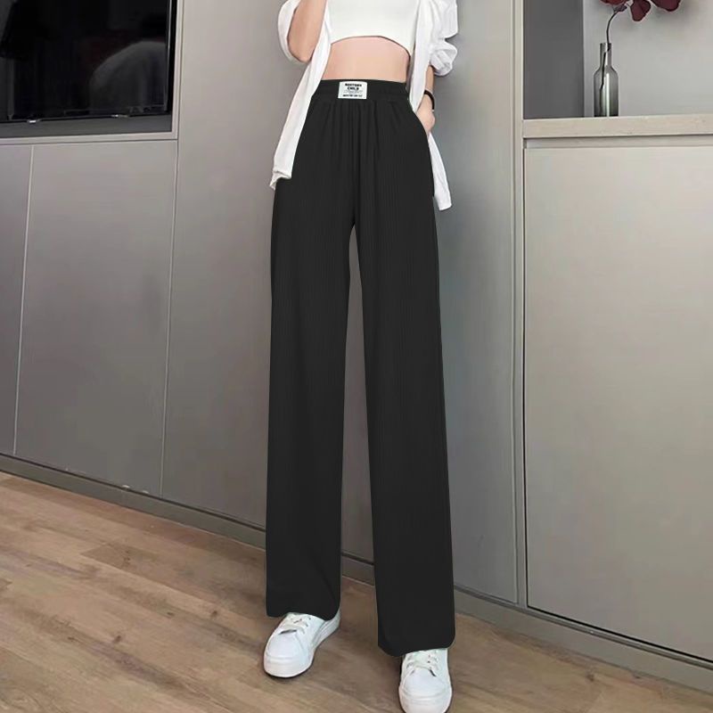 For 40 80KG Wide Leg Baggy Long Pants Women Korean Style Plus Size Straight Cut Loose Casual High Waist Ice Silk Woman Ladies Drape Trousers Shopee Malaysia