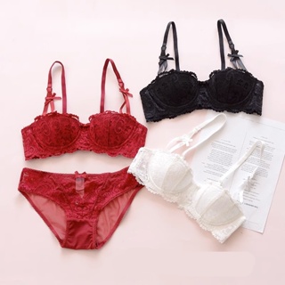 Zxyouping Women's Ultra-Thin Cup Mesh Lace Underwear Sets