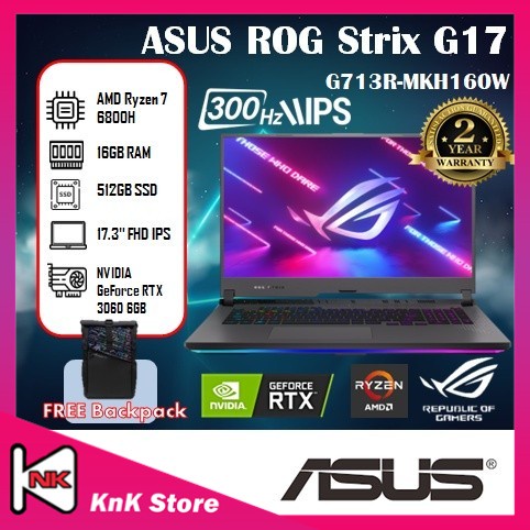 ASUS ROG STRIX G713R-MKH160W 17.3'' IPS FHD 300Hz Gaming Laptop Eclipse ...