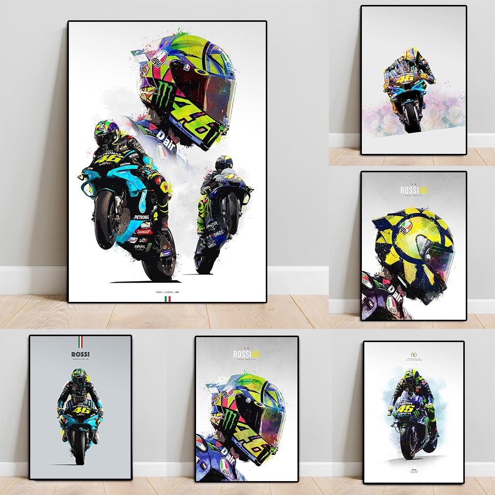 Motorcycle Racer Valentino-Rossi Watercolor Poster Motorbike Legend ...
