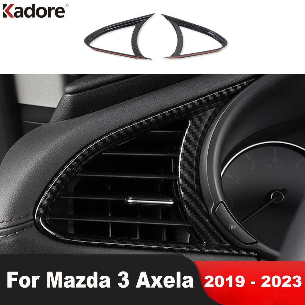 KUNGKIC Para Mazda 3 Axela 2019 2020 2021 2022 2023 2024 2025 Accesorios De Fibra De Carbono Auto Center Control Ambos Lados Del Aire Acondicionado Botones De Ventilación Pegatinas Interiores (Rojo