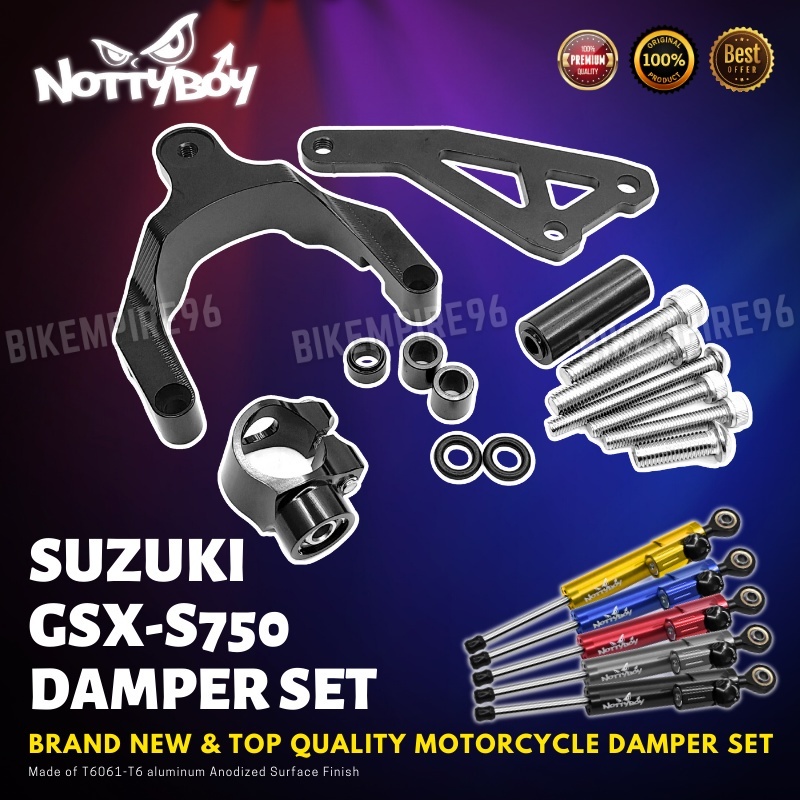 Suzuki GSXS750 Damper Set NottyBoy Steering Damper Bracket + Damper for Handle Bar Riding