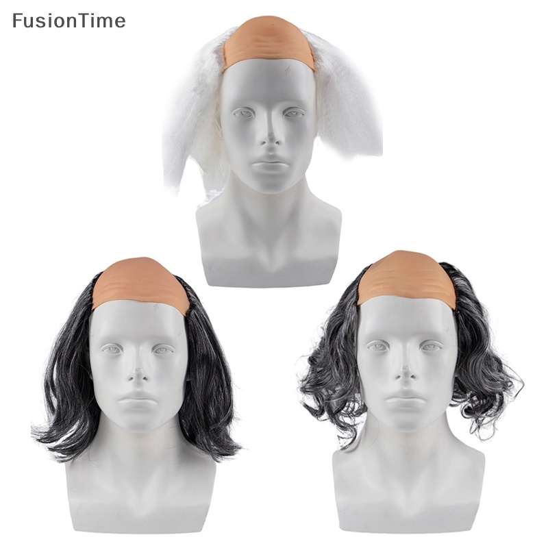 [FusionTime] Hair Old Man Wig White Bald Cap With Hair On Sides Balding