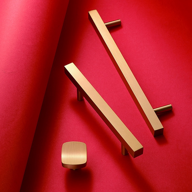 【Square Brass】Modern Solid Brass Handle Gold Handles