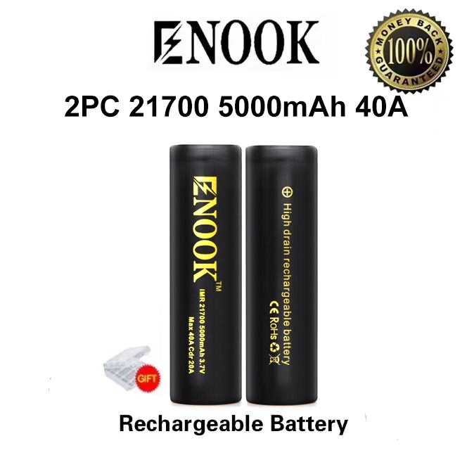 Enook 21700 5000mAh 40A Rechargeable 3.7V Battery（2Pcs） | Shopee Malaysia