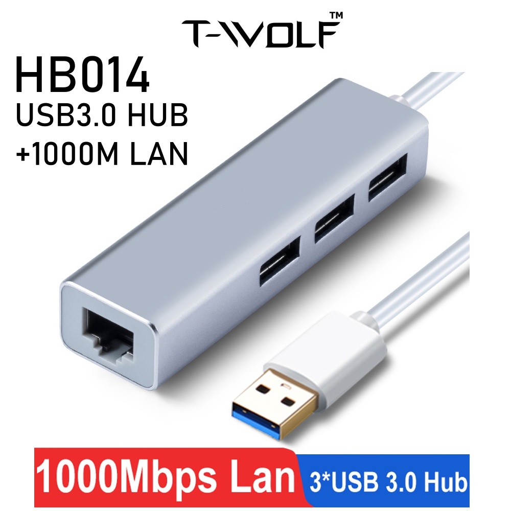 USB 3.0 Gigabit 1000Mbps Ethernet LAN RJ45 Network Adapter 3 Ports HUB