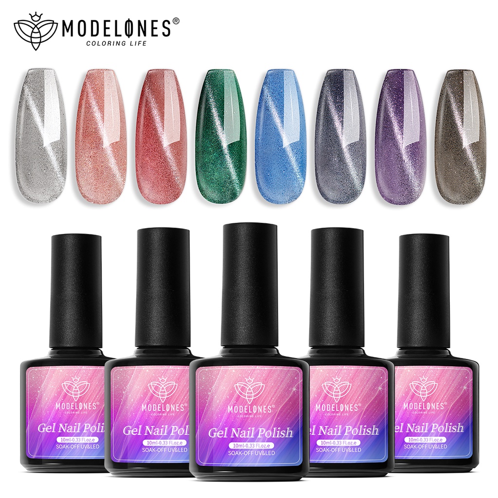 Modelones 9D Cat Eye Gel Nail Polish Set 2pcs Black Blue Chameleon