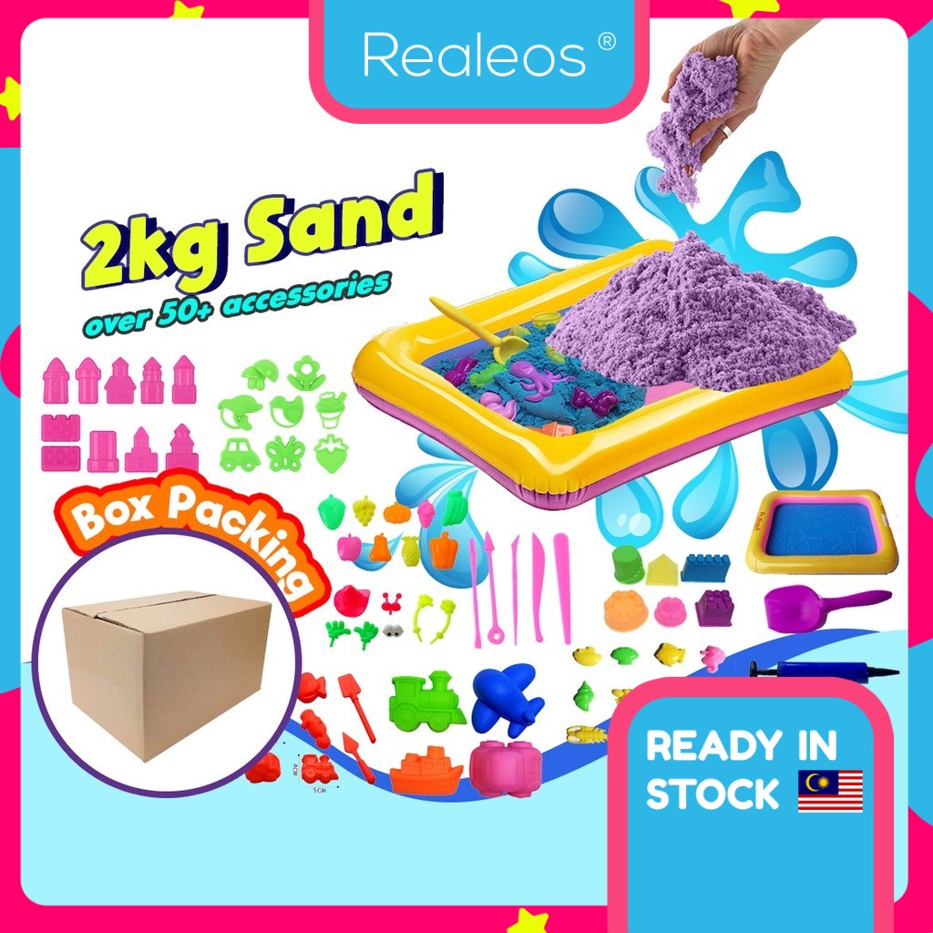 50PCS+ 2kg Realeos THE SAND Dynamic Eco Sand Castle Play Set Tools Play